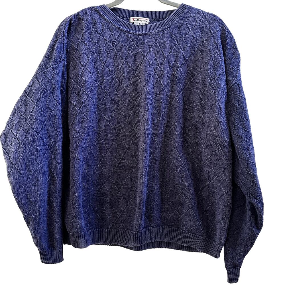 Talbots Blue Textured Knit Sweater L